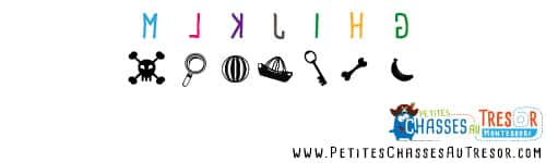 Symbole pour Chasse au trésor coder alphabet