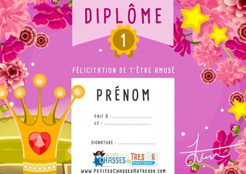 Diplôme à imprimer pour fille