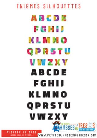 Enigmes pour les petit sur les lettres de l'alphabet