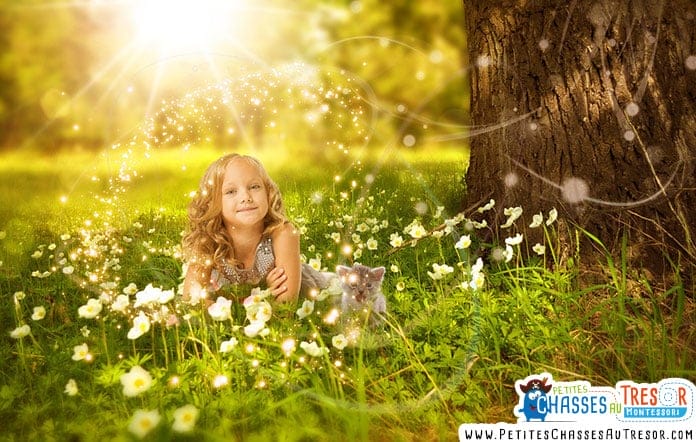 Un petite fille se détend dans la nature