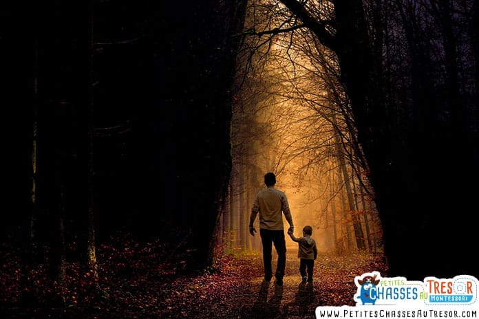 balade nocturne dans la forêt avec un enfant