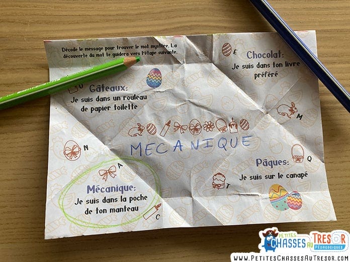 Deuxième énigme de notre Escape Game de pâques