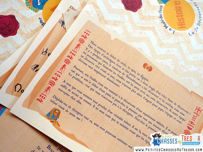 Scénario de l'escape game sur l'Egypte